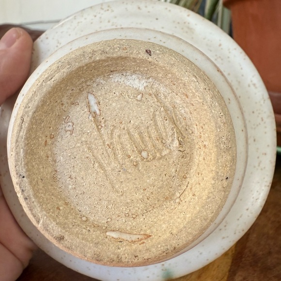 Handcrafted studio pottery Blue and Green Floral leaf Design - Picture 2 of 6